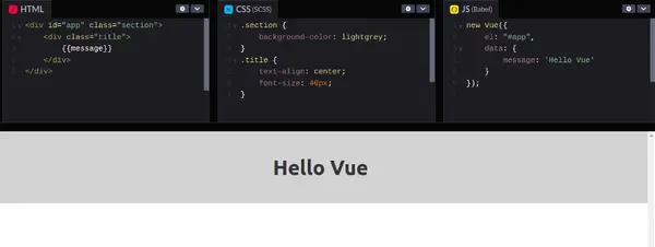 Hello World Vue application example