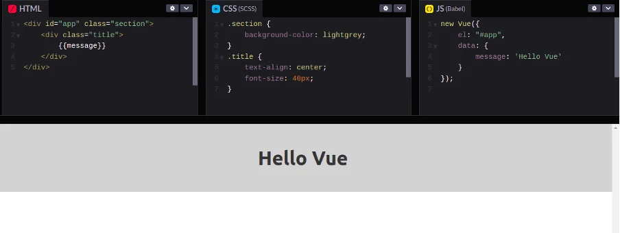 Hello World Vue application example